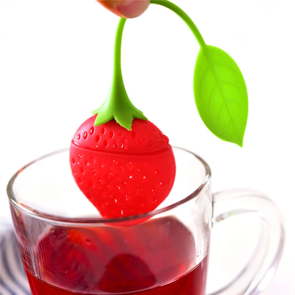 В форме Клубнички силиконовая для чая полезный портативный фильтр-мешок конфет