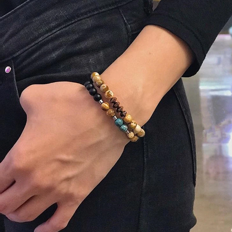 Fashion Women Bracelet 2019 Star Skull Charm Pave CZ Personalized Stone Bead Set Jewelry Gift |