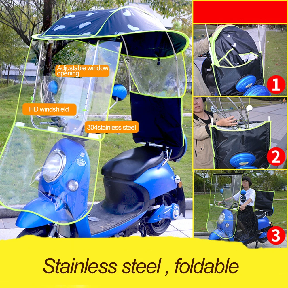 

2019 New Universal Motorcycle Umbrella Sun Shade Rain Cover Electric Car Waterproof Umbrella Canopy High Quality