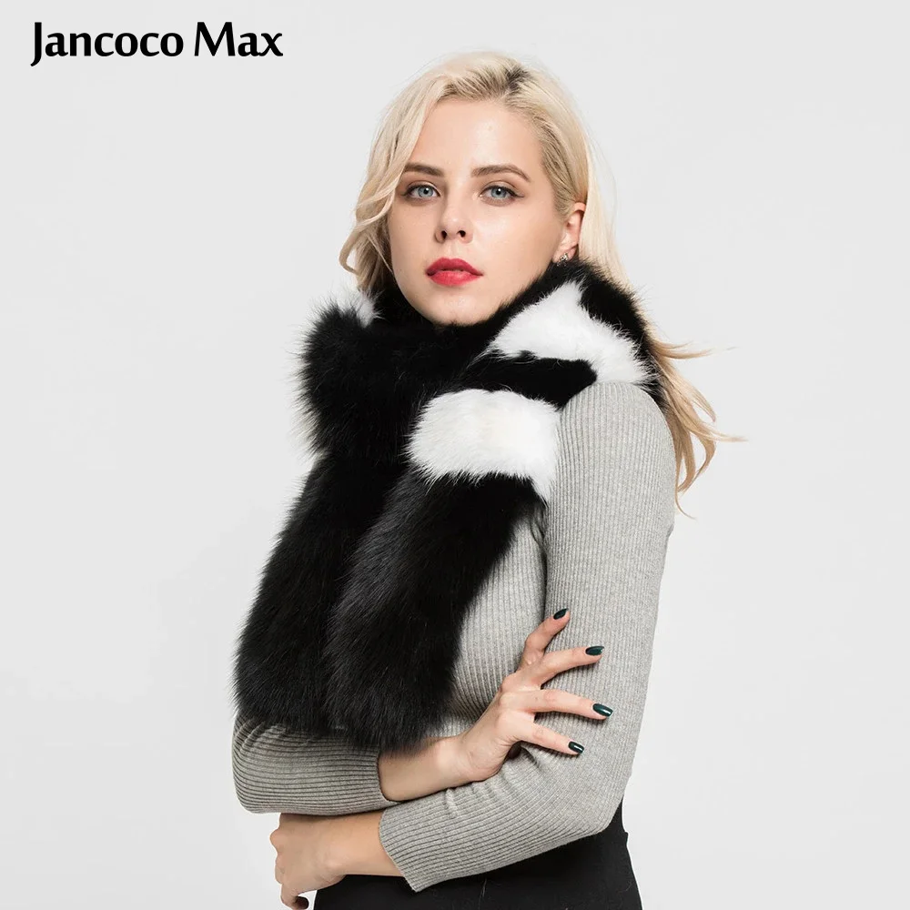Jancoco Max Леди Мода Стиль натуральным лисьим мехом длинный шарф на весну и зиму