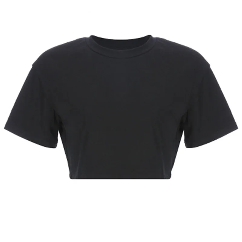 

Knitted T Shirts Women Summer 2021 Solid Pure color O Neck Short Puff Sleeve Female Tops Loose Casual Cotton Ladies Tees