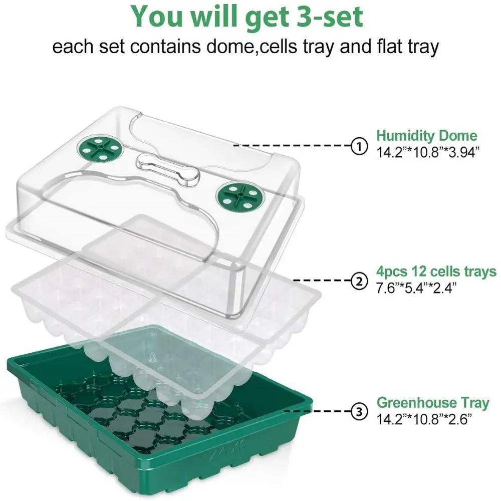 

24 Holes Plastic Nursery Pots Planting Seed Tray Kit Plant Germination Box With Dome Garden Grow Box Gardening Supplies