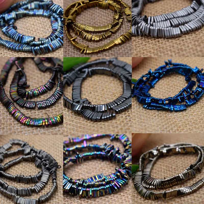 5x1 мм бусины из натурального камня 300 шт. два с отверстиями гематит для