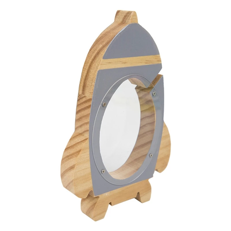 

Wooden Rocket Piggy Bank Decoration for Kids Room Money Box for Boy Room Decor