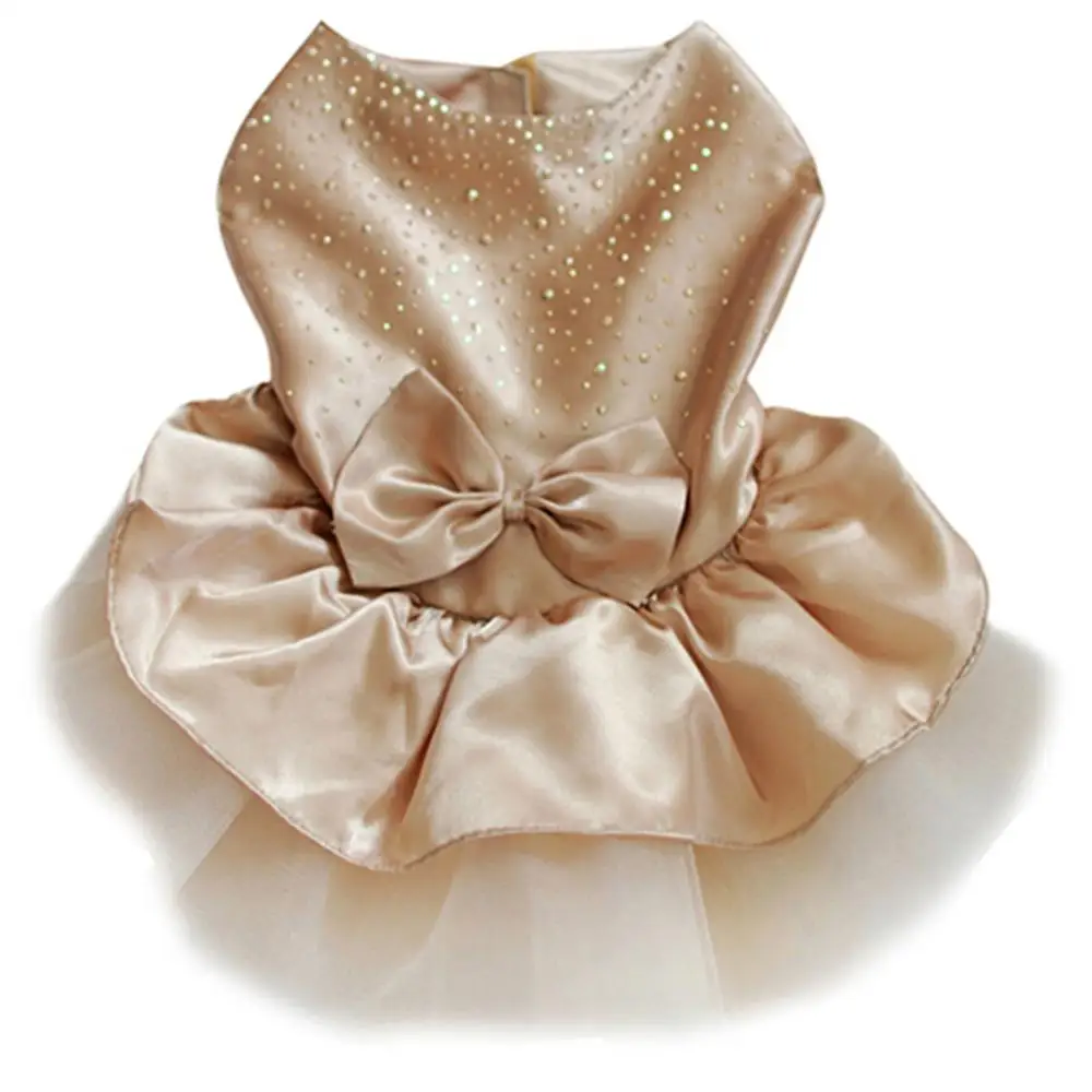 

Pet Dog Puppy Bow Gauze Dress Skirt Cat Sequin Princess Clothes Apparel