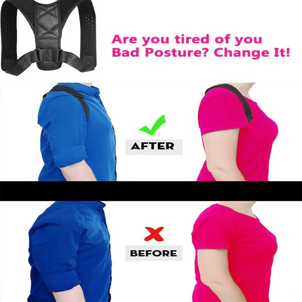 Unisex Posture Brace Correction Strap Adjustable Clavicle Support Back Straightener Pain Relief Neck Back Brace Support Belt