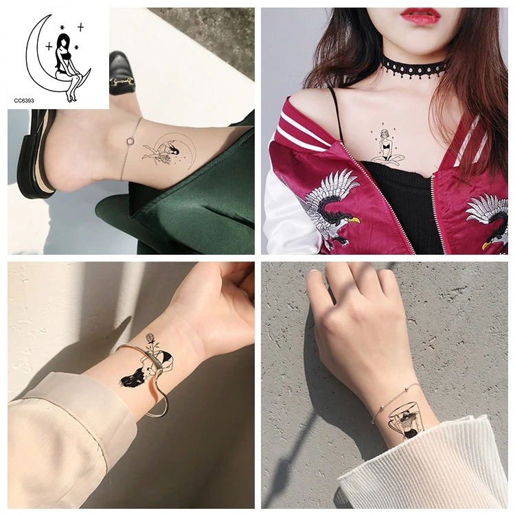 Временные татуировки для девочек черные простые линии сексуальные