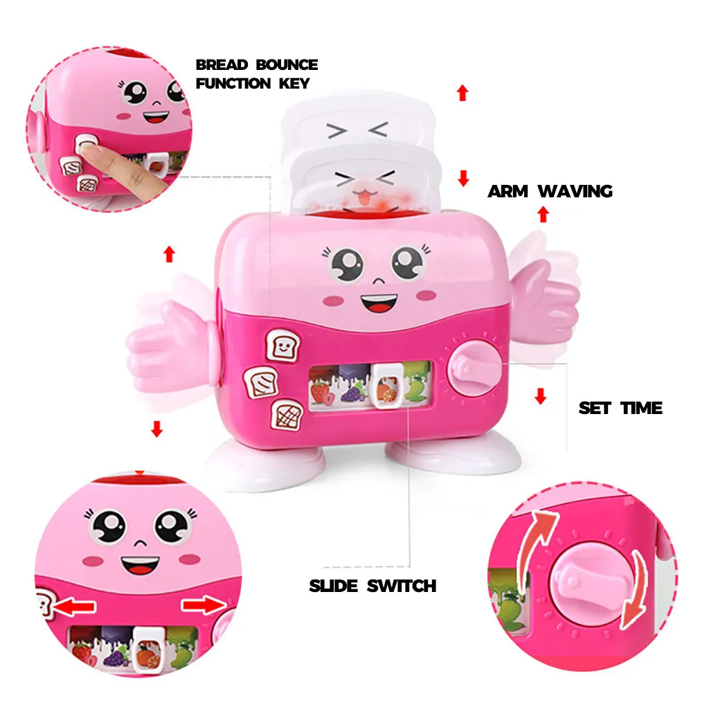 

Mini Bread Machine Toaster Toys Pretend Play Kitchen Wood Simulation Toasters Bread Maker Children Game Develop Hands-on Ability