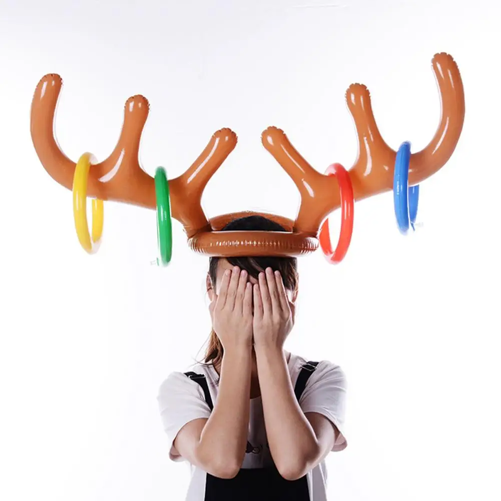 

1 Set 33*88CM Christmas Decorate Antler Headband Toys Inflatable Antlers Game Supplies Art Elk Horn Deer PVC Head Ring