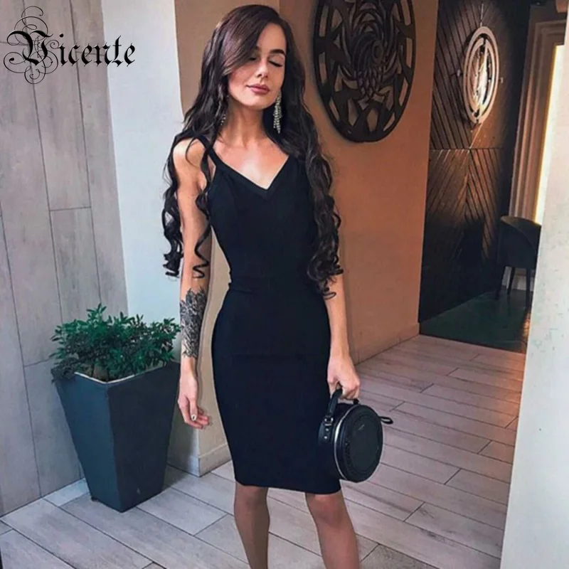 Женское платье-повязка до колена модное сексуальное платье на тонких бретельках