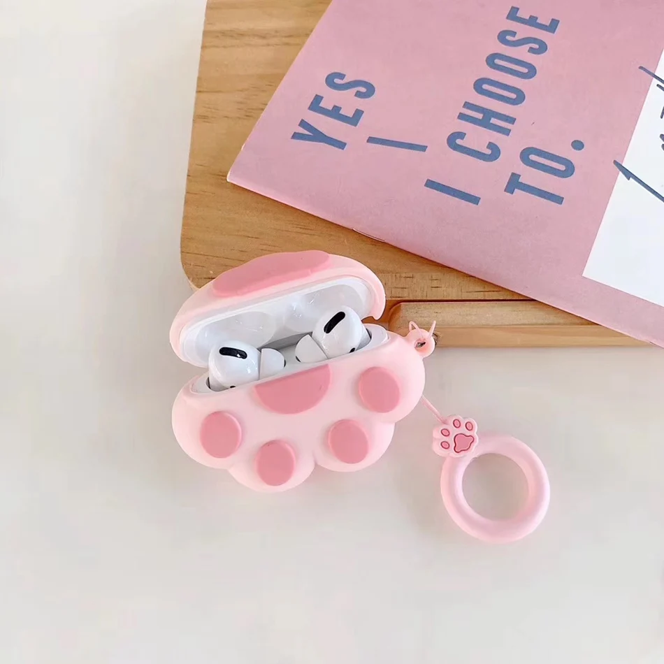 Claw Pink Для AirPods Pro Чехол 3D милый кот для разделывания свиньи, утки Kawaii аниме мультфильм чехол для наушников для AirPods 3 Мягкий защитный чехол с крючок карабина - Цвет: Claw Pink