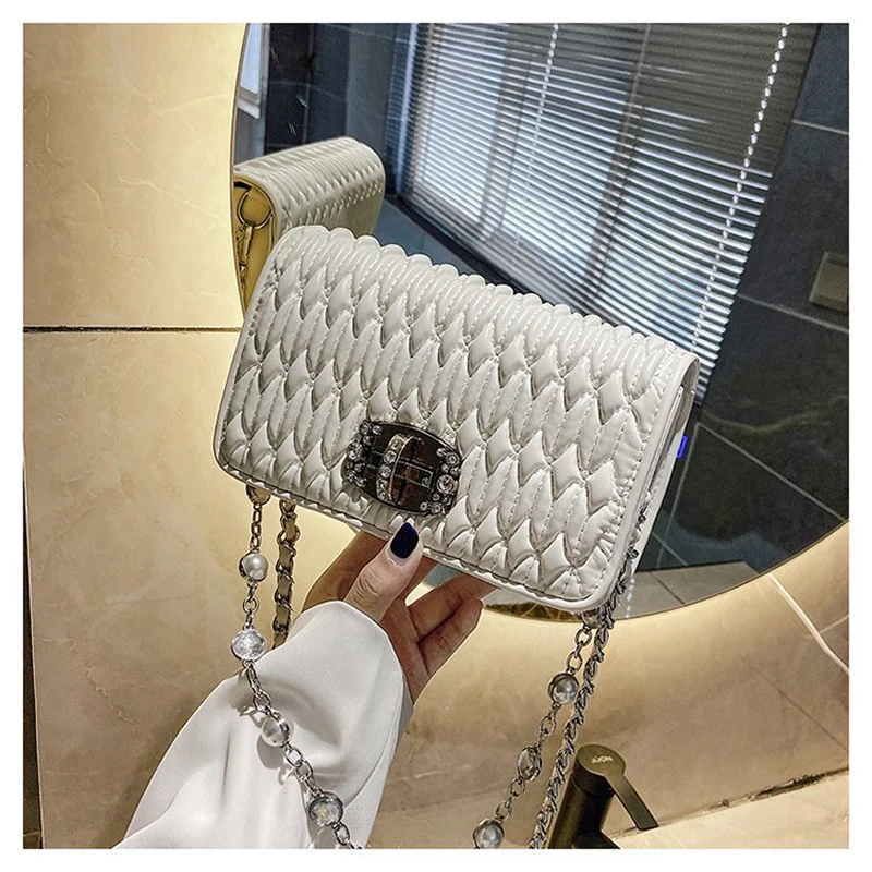 Trending Chain PU Leather Crossbody Bags For Women 2020 Winter Simple Branded Shoulder Handbags Female Designer Hand Bag