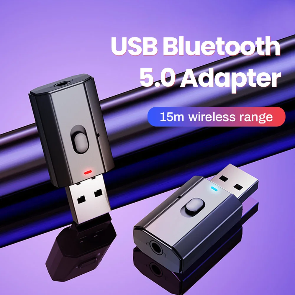 

2 In 1 Bluetooth Adapter Receiver Trasmitter Audio Bluetooth 5.0 Receiver For Computer PC Laptop TV Speaker Wireless USB Adapter