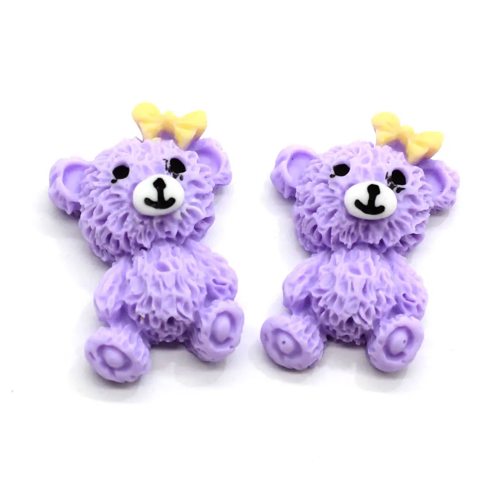 50/100 шт. пастельных полимерных мультяшных медведей миниатюрные банты для волос с