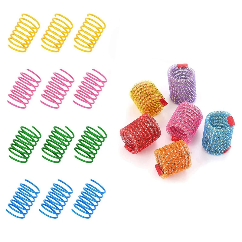 

18PCS Cat Spring Toys Kitten Teething Toys Colorful And Interactive Telescopic Funny Cat Jumping Toy Coil Springs Toys