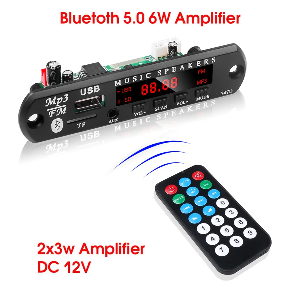 Bluetooth MP3 WMA декодер плата плеер беспроводной 5 0 USB TF FM радио 12 В аудио приемник