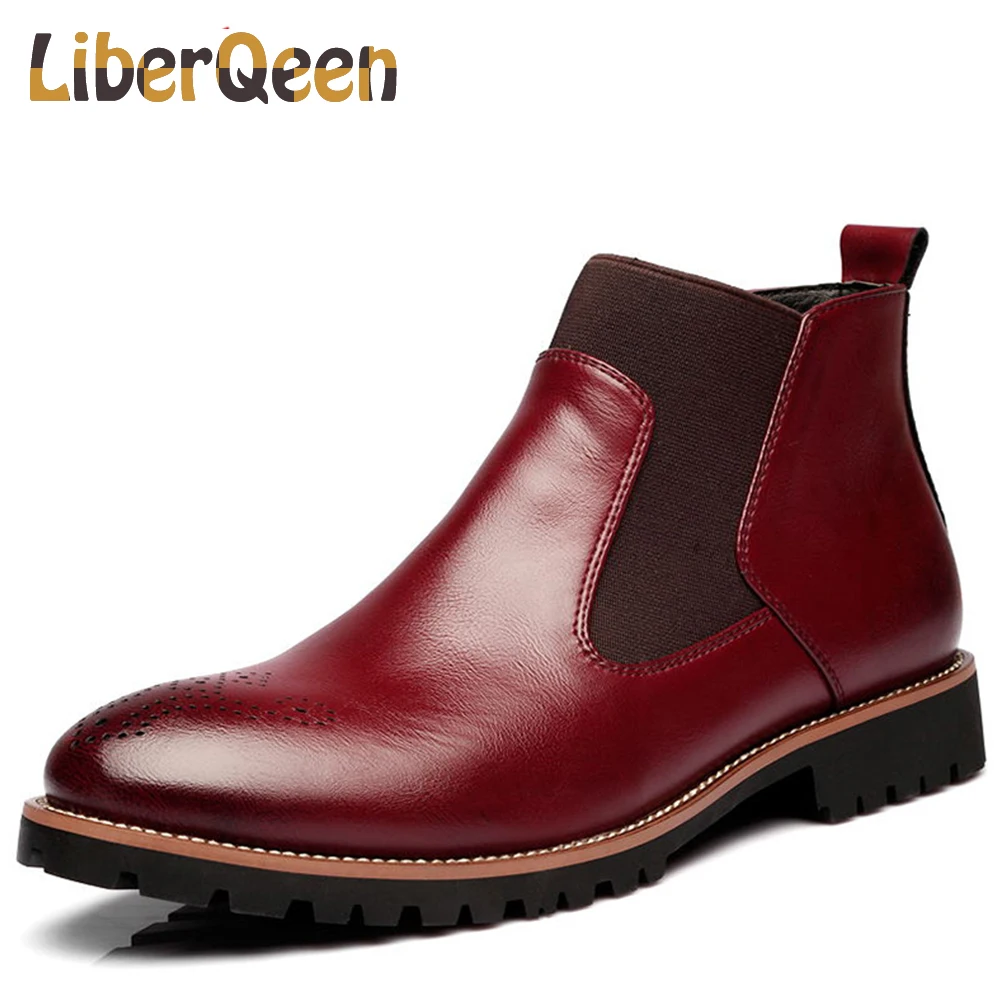LIBERQEEN/Новинка Мужские ботинки Челси Ботильоны Большие размеры 14 Черные