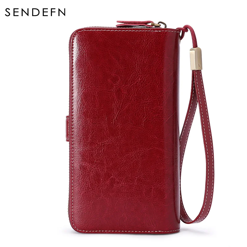 Женский Длинный кошелек из спилка SENDEFN на молнии с ремешком для монет и денег