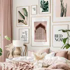Зеленые растения Monstera, марокканская розовая стена, кактус, фотопечать на холсте, скандинавские постеры, декоративные картины для гостиной