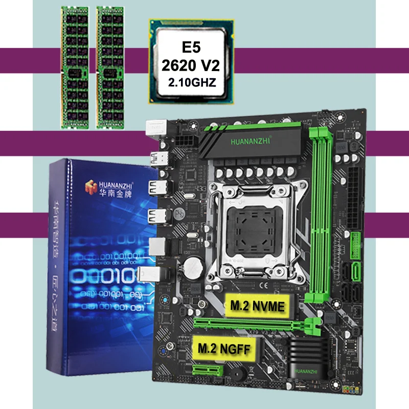 Verkauf HUANANZHI M-ATX X79 Motherboard Mit Dual M.2 SSD Slots CPU Intel Xeon E5 2620 V2 Marke RAM 8G REG ECC Bauen Motherboard Combo