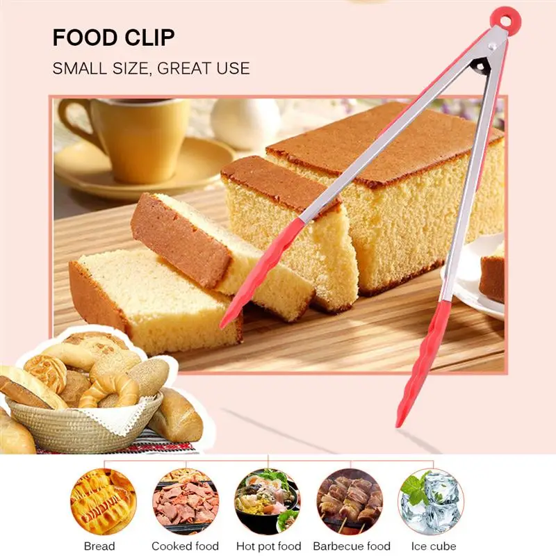 Силиконовые щипцы из нержавеющей стали нескользящий кухонный прибор с зажимом