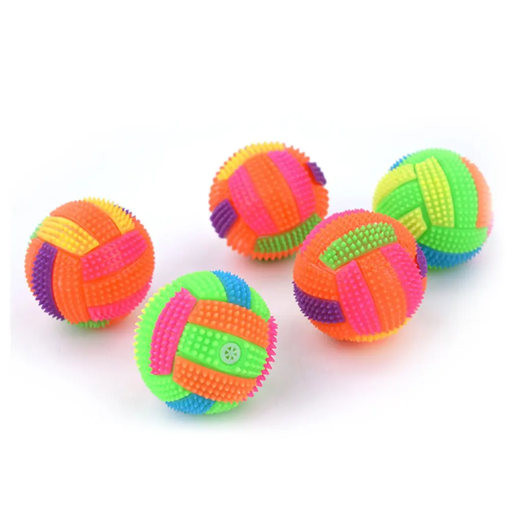 

Hot New Pet Toys Dog Interactive Elasticity Ball Cat Dog Chew Toys Flashing Bouncy Volleyball Ball LED Light Hedgehog Bouncing