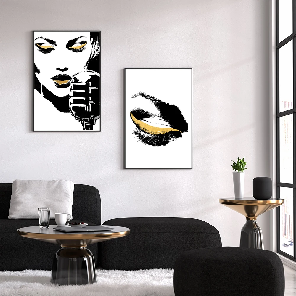 

Boho Fashion Abstract Woman Sing Poster Canvas Painting Scandinavian Modern Art Print Wall Picture For Living Room Home Decor