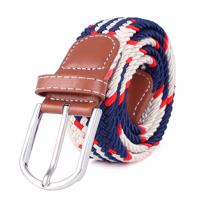 

Hot Colors Men Women Casual Knitted pin buckle Belt Woven Canvas Elastic Stretch Belts Plain Webbing 2020 fashion 105-110cm