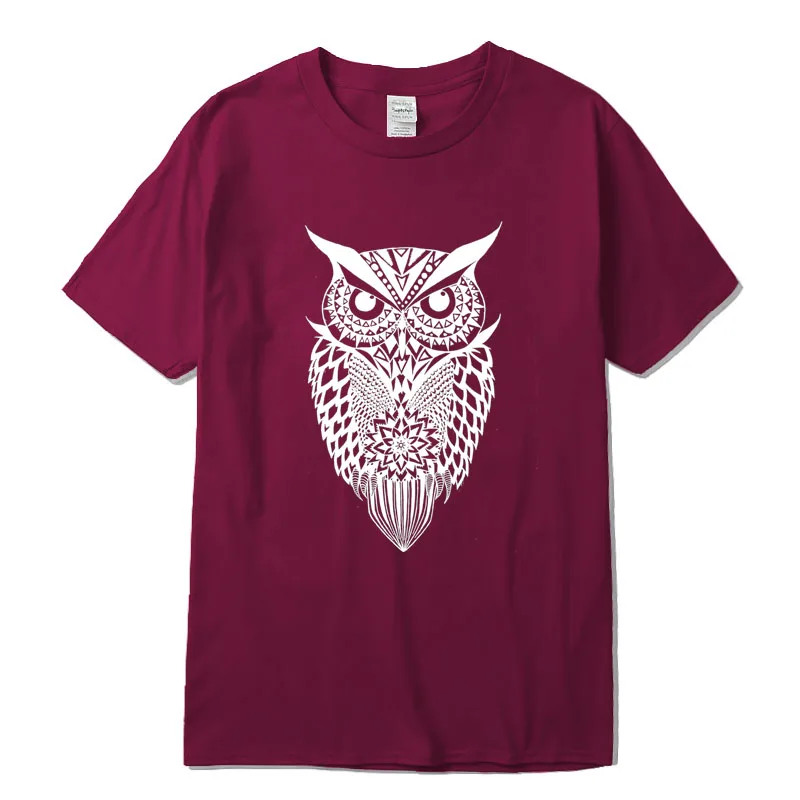 

XIN YI Men Fashion Casual Top Quality 100% cotton loose OWL printed T shirt casual summer loose cool men tees t shirt For Men