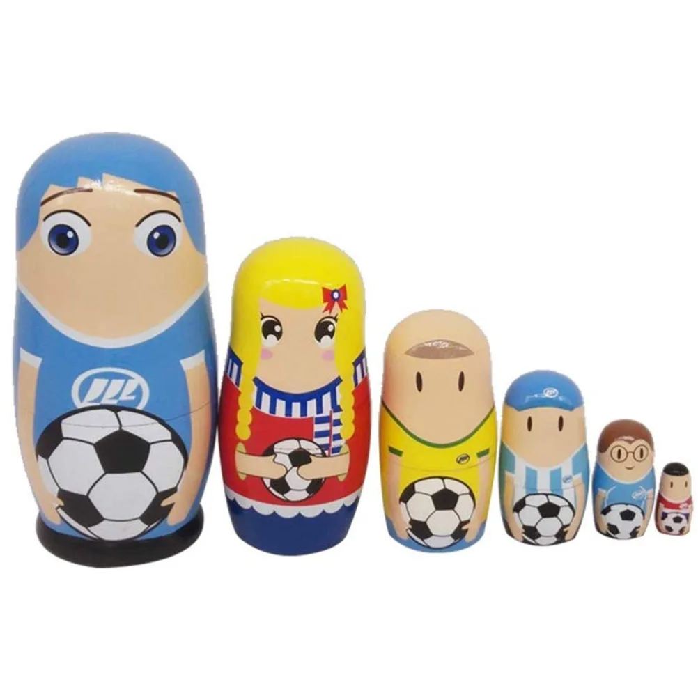 6 штук новинка русская деревянная матрешка комплект милый Футбол плеер