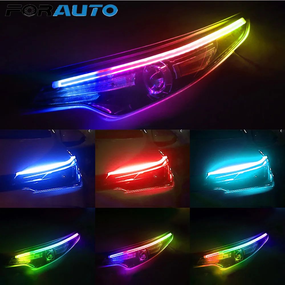 

2 шт./компл. автомобиль RGB дневные ходовые огни светильник, дневные ходовые огни, РЧ пульт дистанционного управления Управление многоцветный...