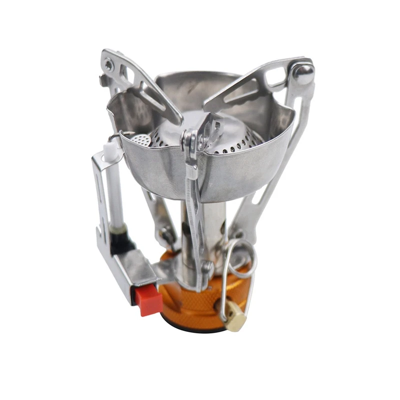 

Газовая плита для кемпинга, портативная мини-плита, регулируемый клапан зажигания для улицы, пешего туризма, приготовления пищи