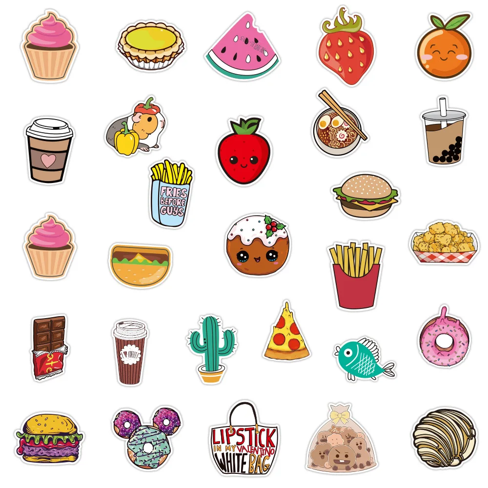 100pcs cute food stickers pvc brands school kpop korean new anime girls decals children waterproof sticker for box kid buy at the price of 4 95 in aliexpress com imall com