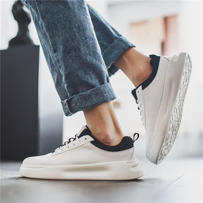 Мужские кроссовки PARZIVAL белые черные из вулканизированной резины для бега в стиле