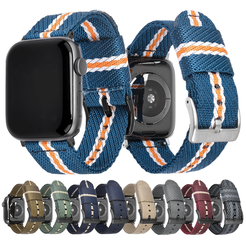 

Ремешок нейлоновый для Apple Watch Band Series SE 6 5 4 3 2 1, сменный Браслет для iWatch 44 мм 42 мм 40 мм 38 мм, аксессуары