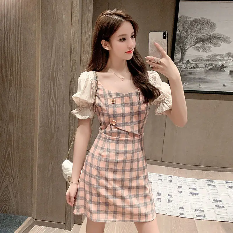 

Floral Dress Pastoral Style Platycodon Blue V-Neck Slim Long Skirt All-Matched and Comfortable ENDQ