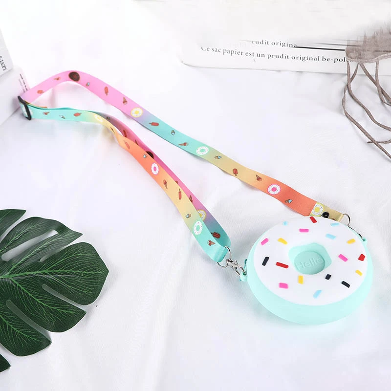 2021 New Fashion Girls Cute Colorful Clear Lovely Silicone Gift Doughnut Crossbody Designers Mini Kids Purses And Handbags