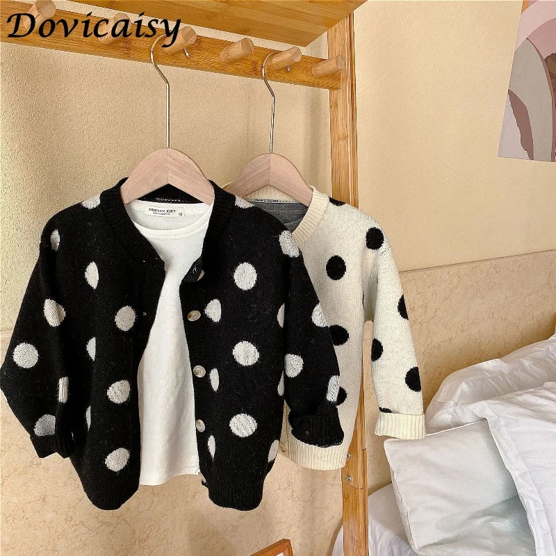 

Children's Sweaters Cardigan Jacket Autumn spring Girls Boys Cute Dot Sweaters Baby Kids Children Cardigan Two Colors