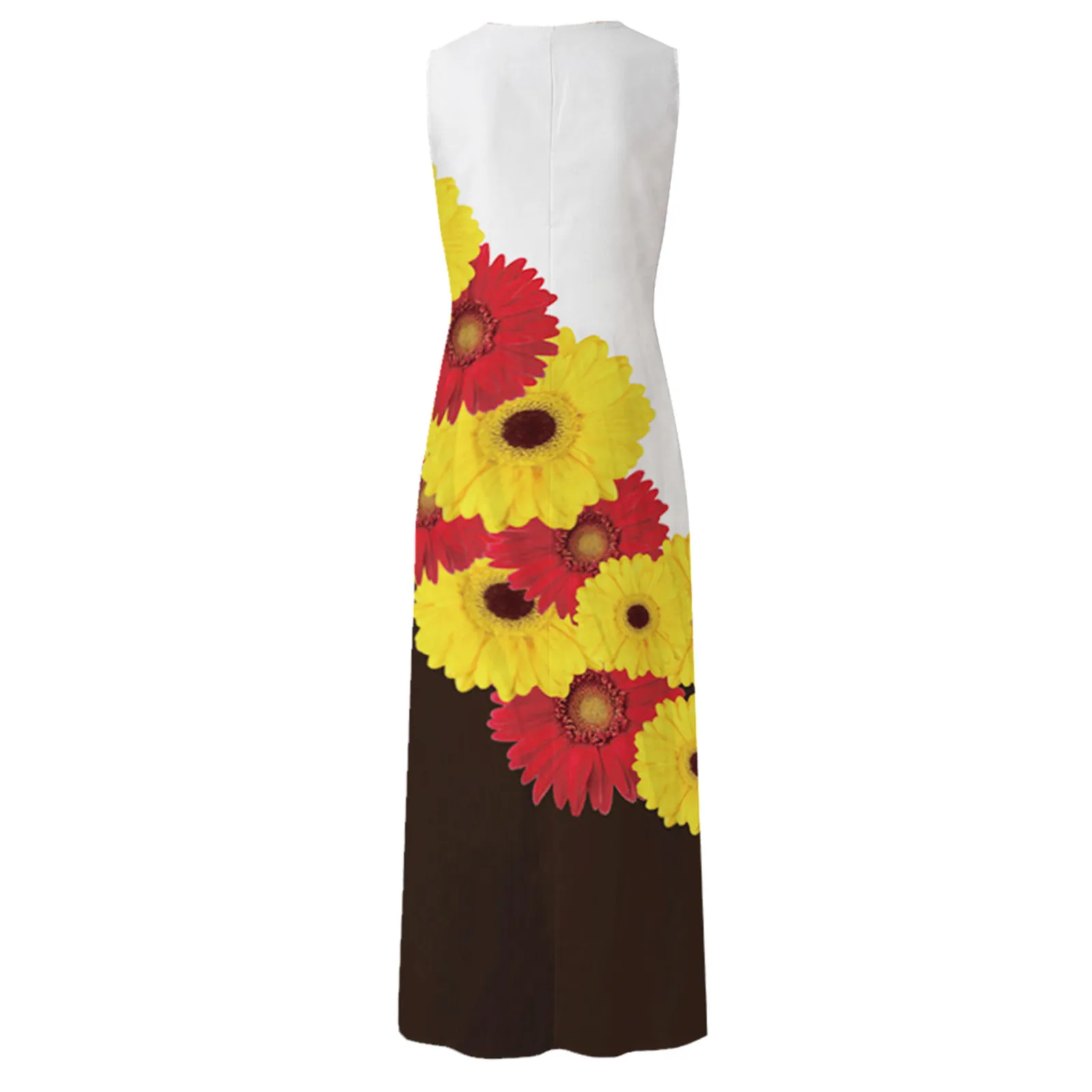 

Summer Women Maxi Dress Fashion Print Casual Sleeveless V-Neck Long Tank Dress Female Party Cami Dress with Pockets#35