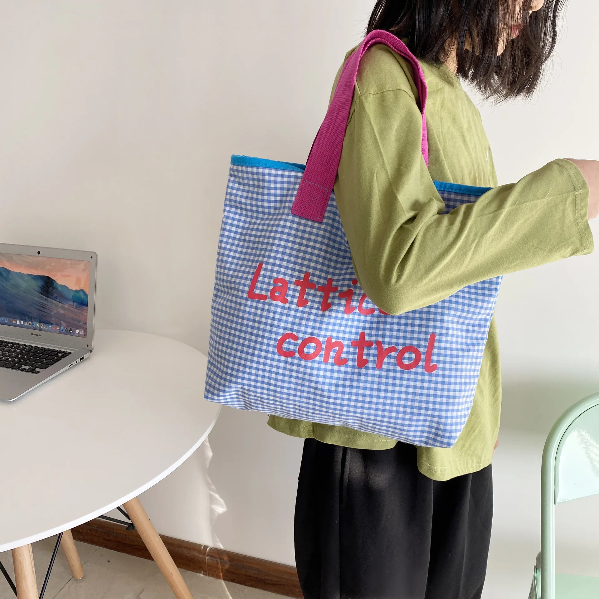 

High-capacity Picnic Food Box Plaid Canvas Printing Lunch Bag Thermal Insulated Cooler Bags Bento Bags