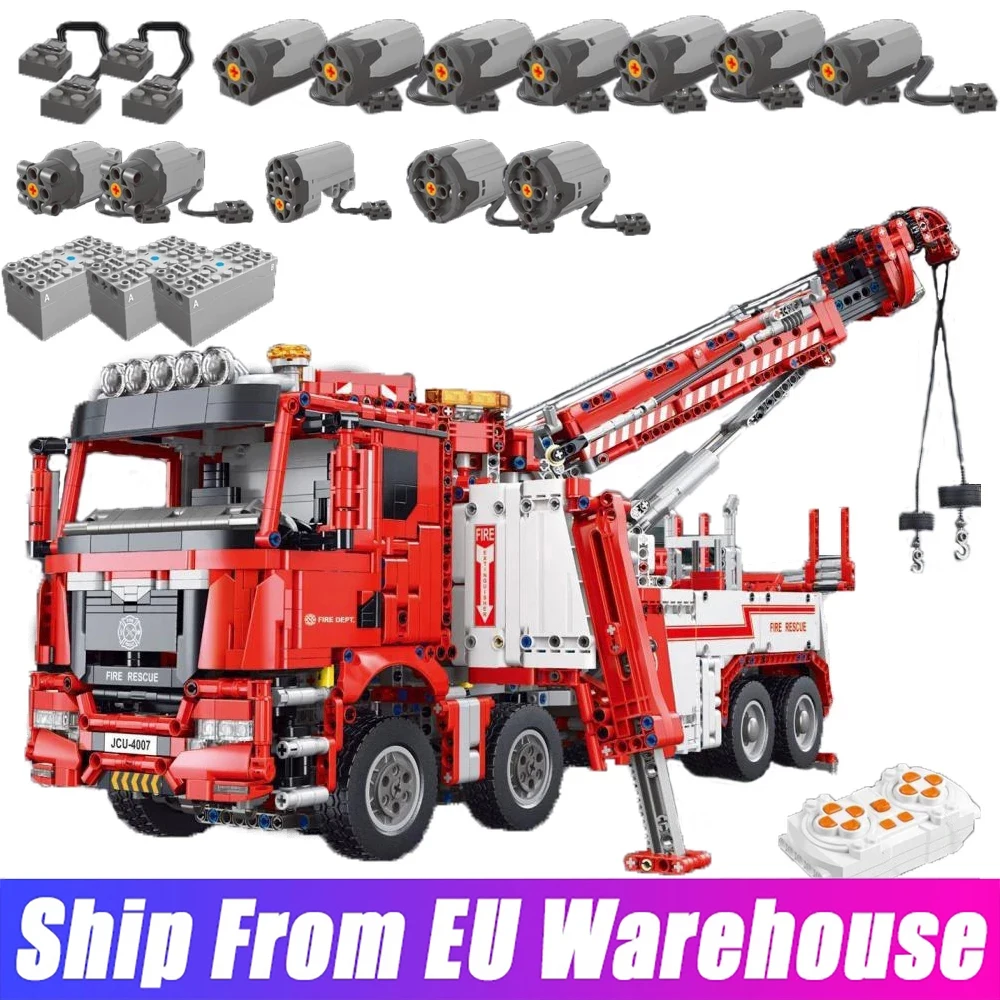 T4007 5030PCS Moc High-Tech 8x8 Road Rescue Truck Crane Electric Remote Control Assembly DIY Bricks Building Blocks Adult Toys | Игрушки и