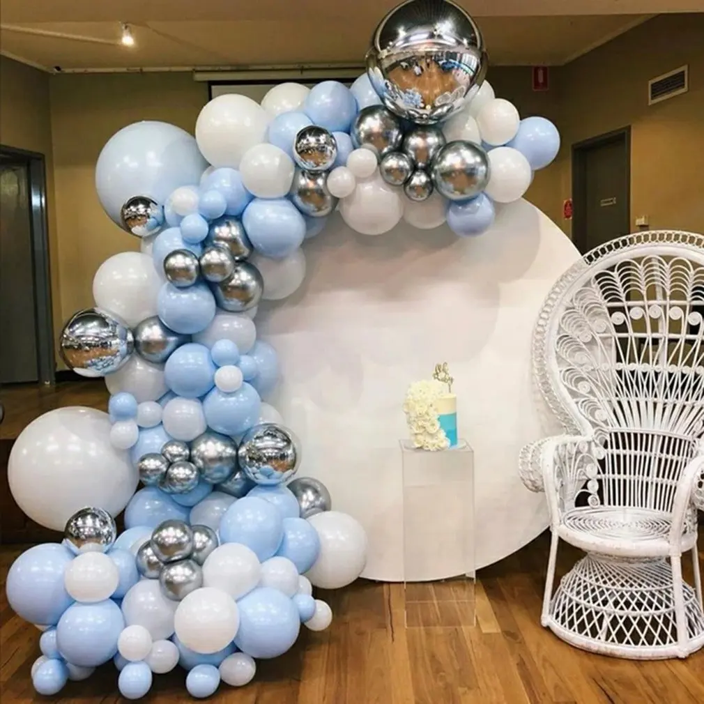 

Blue Silver Macaron Birthday Balloon Garland Arch Event Party Foil Balons Weding Baby Shower Kids Birthday Party Decoration