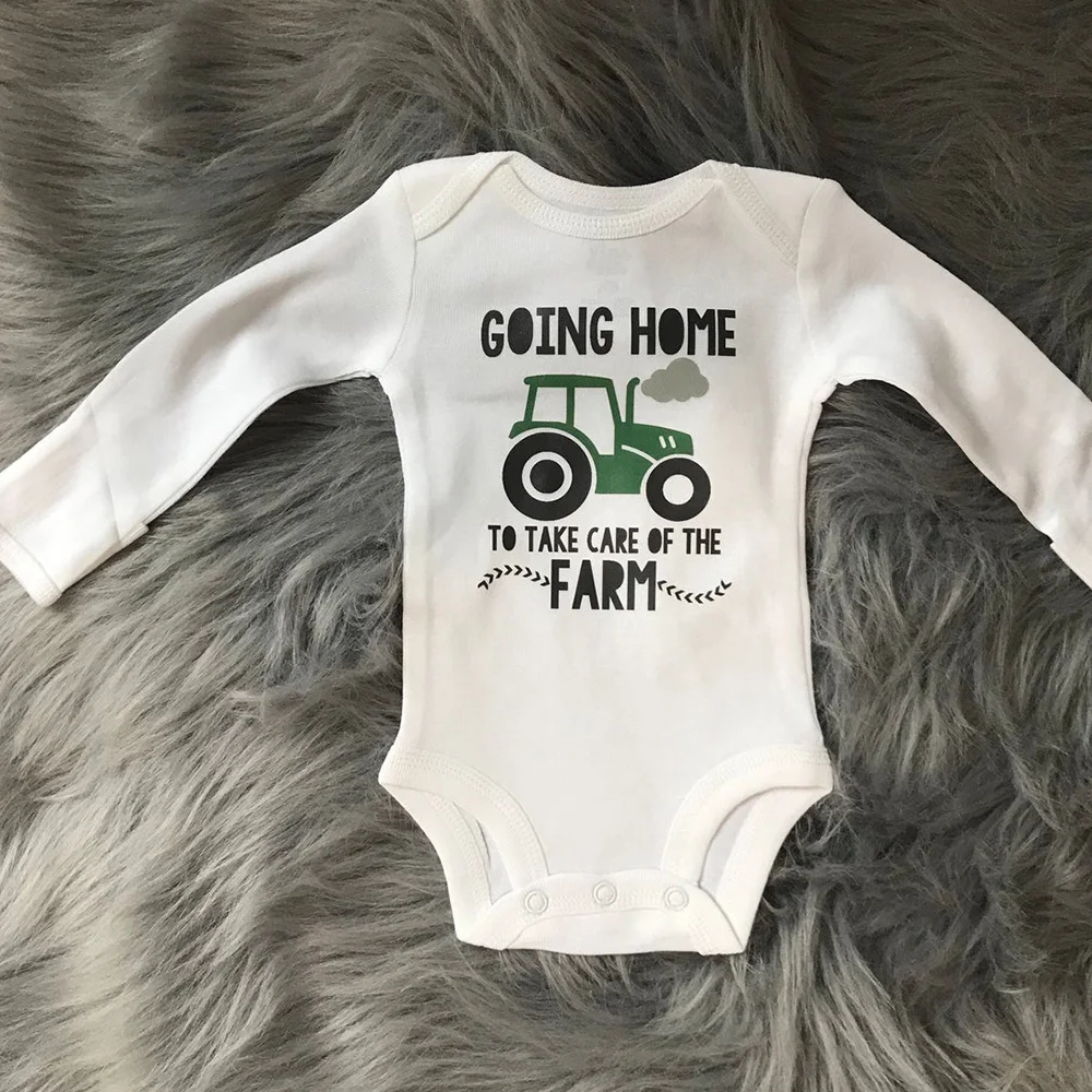 Personalize Going Home to take care of the farm bodysuit. little farmer. baby farmer. tractor name shirt. coming home outfit