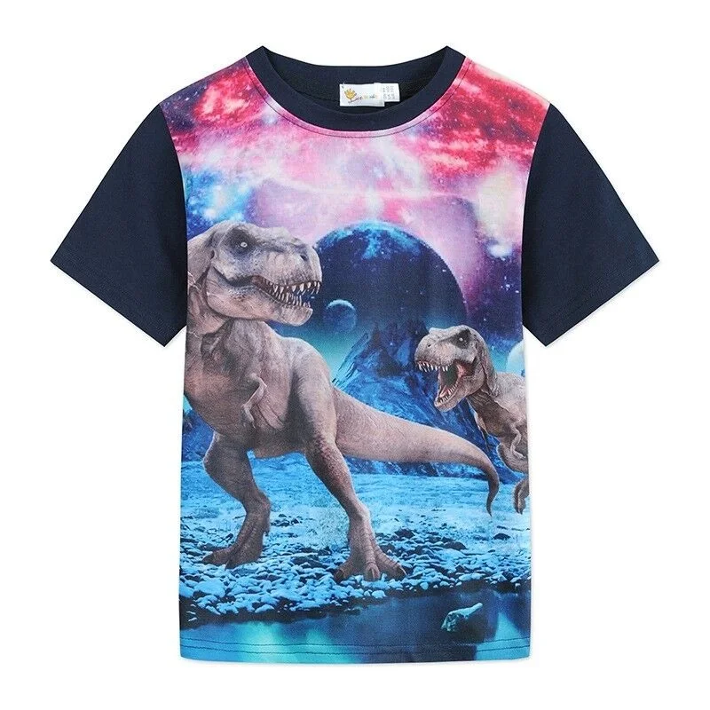 

Children's children's clothing, casual western style summer short-sleeved clothing, 2021 new 3D printed cartoon animation clothi