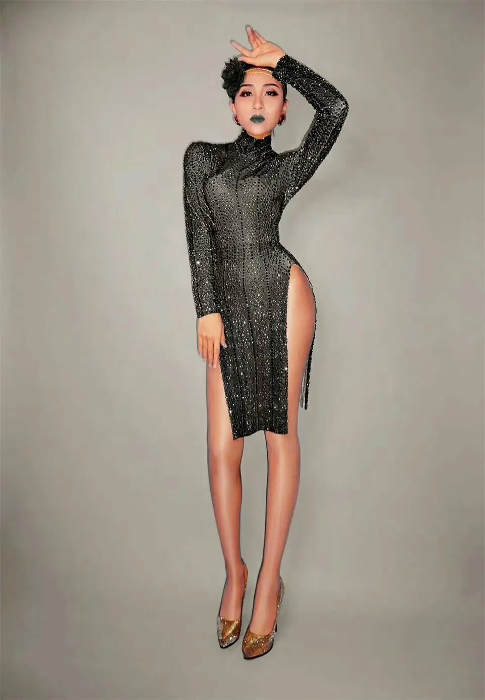 Сексуальное блестящее платье разы Женская танцевальная одежда женский костюм
