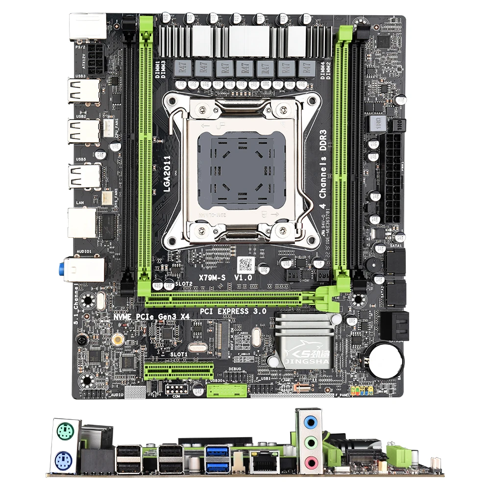 

X79M-S2.0 motherboard M ATX USB2.0 PCI-E NVME M.2 SSD support 4* DDR3 ECC REG RAM and LGA 2011 E5-V1/V2 Series