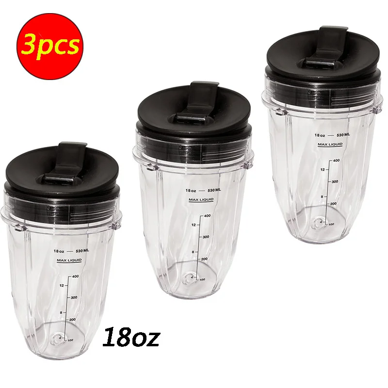

Чашка Nutri Ninja на 18 унций, 3 шт., с уплотнительным кольцом Sip N, для блендеров, прочное уплотнительное кольцо, запасные части для спортивных пласт...