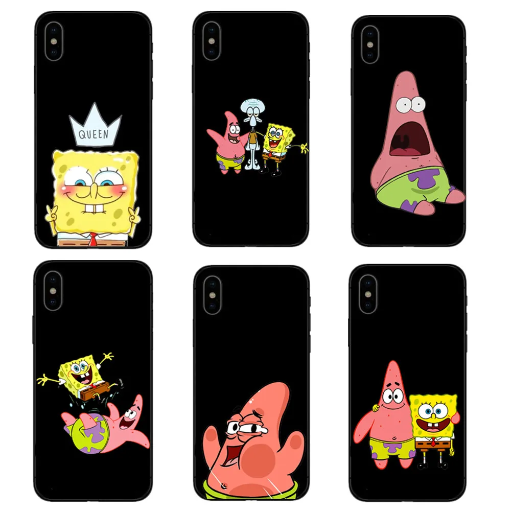 SpongeBobs Квадратные Штаны Губка Bobs лучший друг черный ТПУ Мягкий силиконовый чехол для телефона для iphone 11ProMax X XR XMax 8Plus 7 6 5