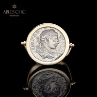 Solid 9K Gold Authentic Byzantine Ancient Silver Coin Ring cum Pendant Roman Emporor Bust Rings