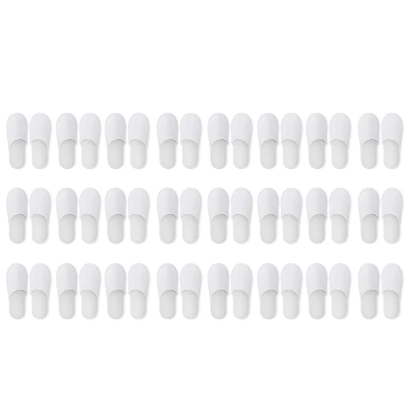 Disposable Slippers,24 Pairs Closed Toe Disposable Slippers Fit Size for Men and Women for Hotel, Spa Guest Used, (White)